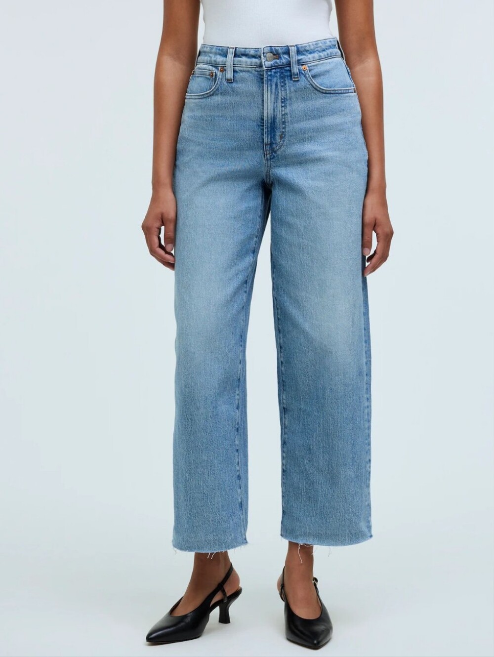 Madewell Curvy Perfect Vintage Wide-Leg Crop Jean Altoona Light Blue Wash Sz 29